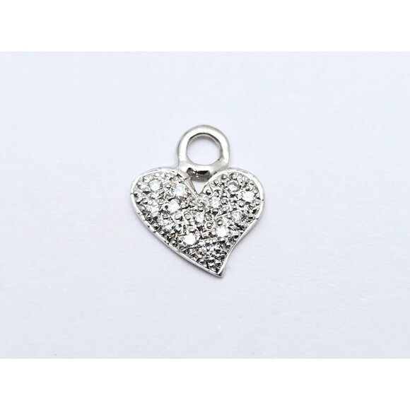 Erica Courtney Tiny 14K Karat Solid White Gold Diamond Heart Pendant Charm